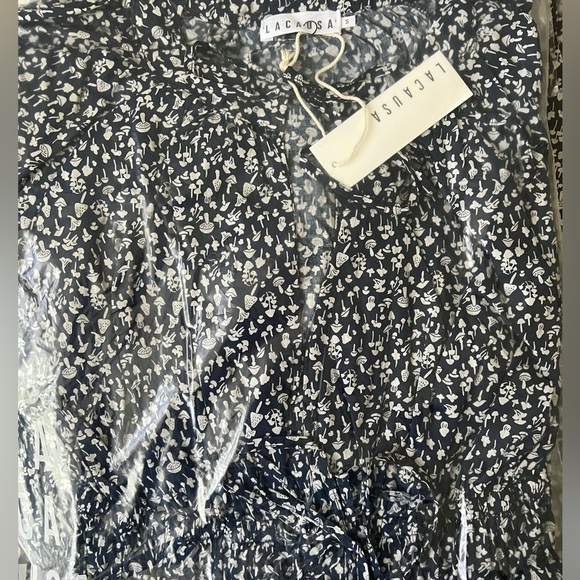 LACAUSA x Anthropologie Playa Boho Flowy Mini Dress in Blue Magic Mushroom - Picture 9 of 10